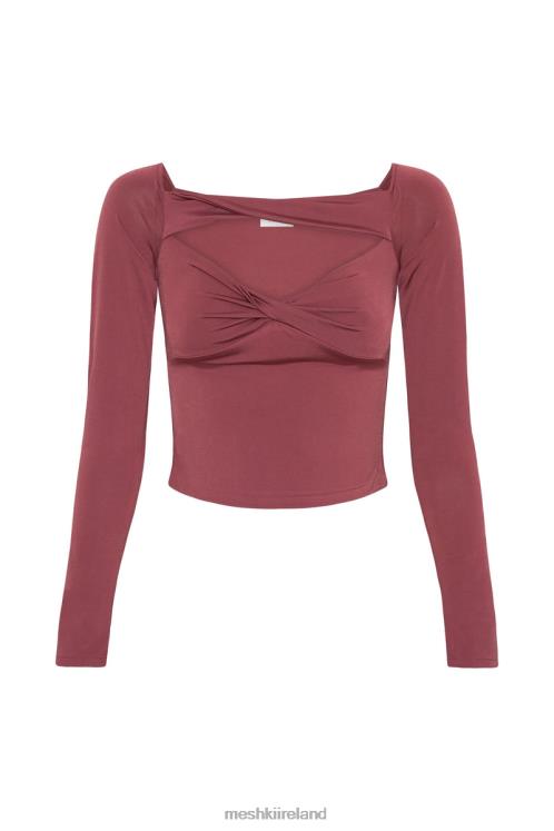 Meshki Ceri Off Shoulder Long Sleeve Top Clothing Wine 6DX22871
