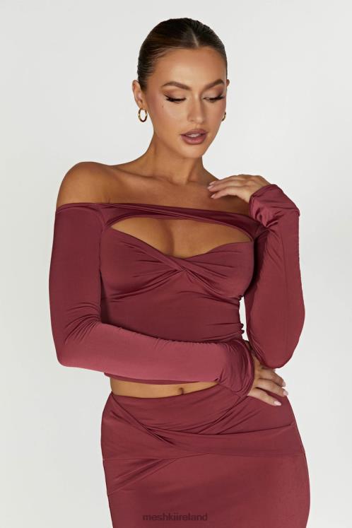 Meshki Ceri Off Shoulder Long Sleeve Top Clothing Wine 6DX22871