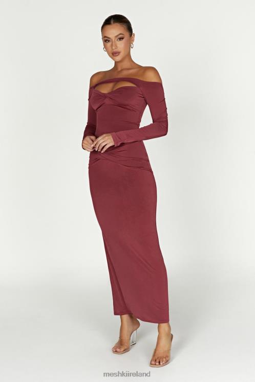 Meshki Ceri Off Shoulder Long Sleeve Top Clothing Wine 6DX22871