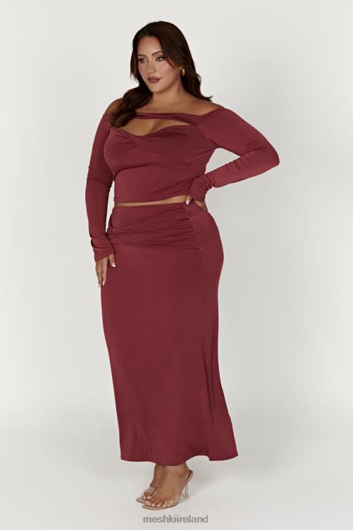 Meshki Ceri Off Shoulder Long Sleeve Top Clothing Wine 6DX22871