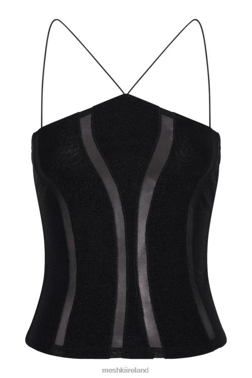 Meshki Chantal Panelled Halter Top Clothing Black 6DX221113