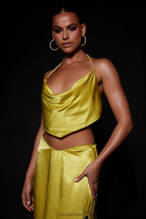 Meshki Christie Diamante Rope Cowl Neck Top Clothing Chartreuse 6DX221028