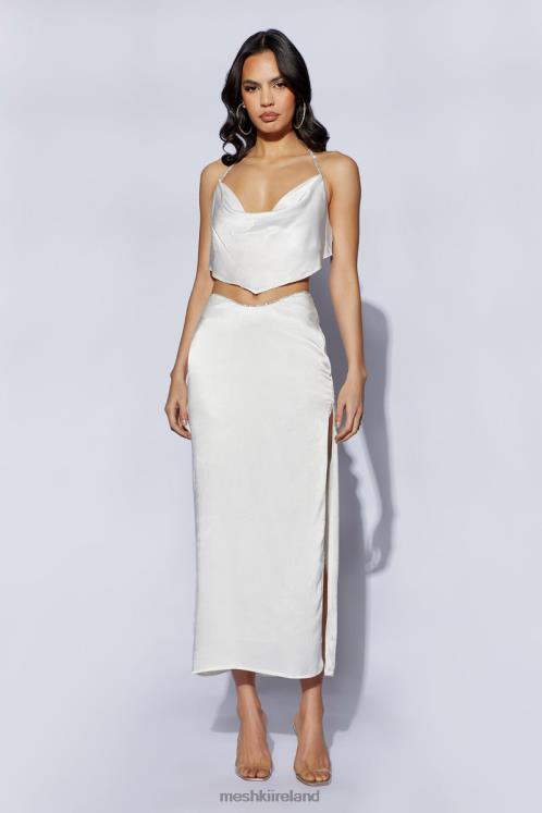 Meshki Christie Diamante Rope Cowl Neck Top Clothing White 6DX221099