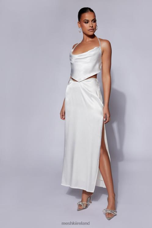 Meshki Christie Diamante Rope Cowl Neck Top Clothing White 6DX221099