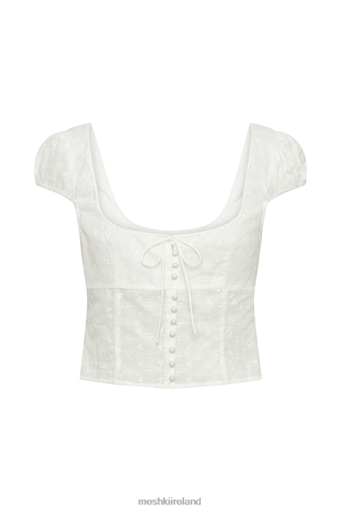 Meshki Cressida Cotton Anglaise Puff Sleeve Top Clothing White 6DX22895