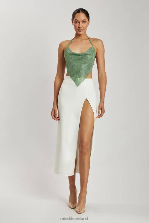 Meshki Daphne Diamante Cowl Neck Halter Top Clothing Green 6DX22926