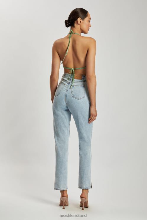 Meshki Daphne Diamante Cowl Neck Halter Top Clothing Green 6DX22926