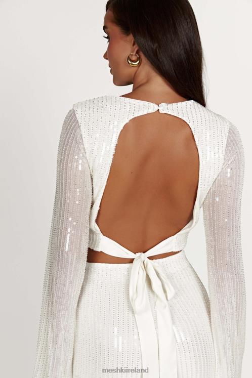 Meshki Diaz Long Sleeve Sequin Top Clothing White 6DX22937