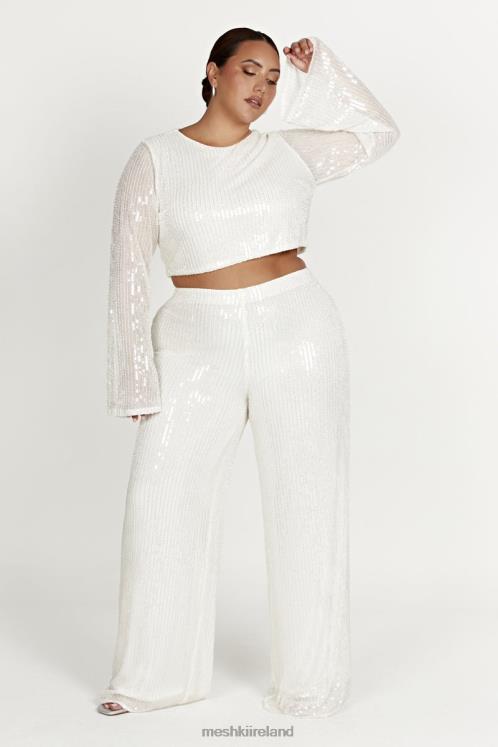 Meshki Diaz Long Sleeve Sequin Top Clothing White 6DX22937