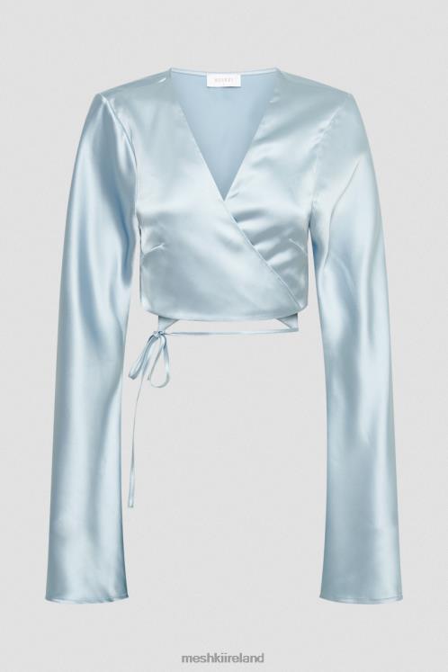 Meshki Elaine Satin Long Sleeve Top Clothing Arctic Blue 6DX22835