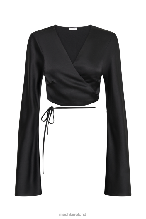 Meshki Elaine Satin Long Sleeve Top Clothing Black 6DX22850