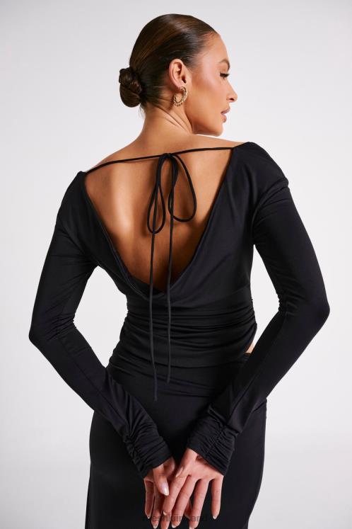 Meshki Emma Recycled Nylon Long Sleeve Top Clothing Black 6DX22769