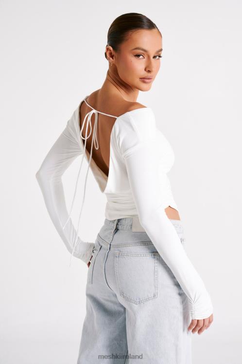 Meshki Emma Recycled Nylon Long Sleeve Top Clothing White 6DX22751