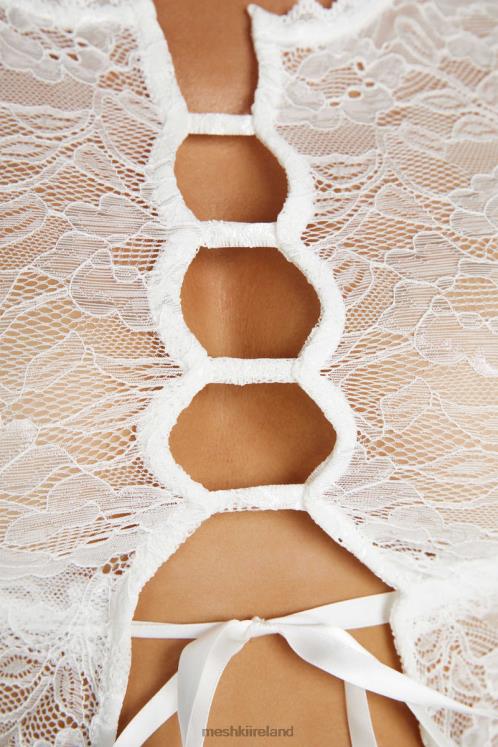 Meshki Farrah Stretch Lace Vintage Top Clothing White 6DX22826