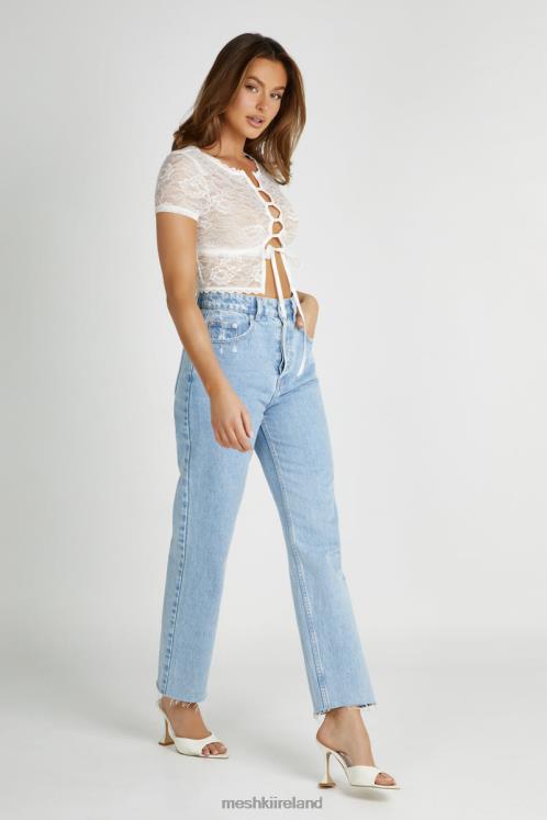 Meshki Farrah Stretch Lace Vintage Top Clothing White 6DX22826