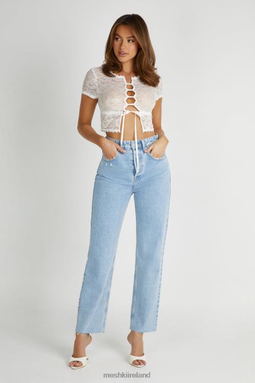 Meshki Farrah Stretch Lace Vintage Top Clothing White 6DX22826