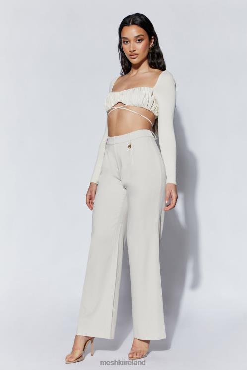 Meshki Geesou Ruched Bust Long Sleeve Tie Top Clothing Wheat 6DX221082