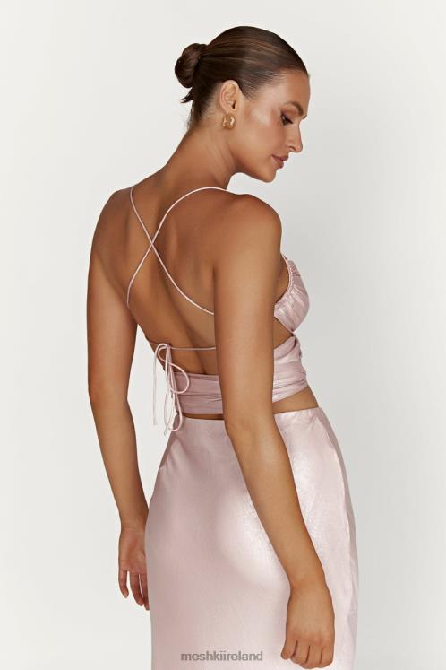 Meshki Georgie Wrap Over Tie Top Clothing Blush Pink 6DX22958