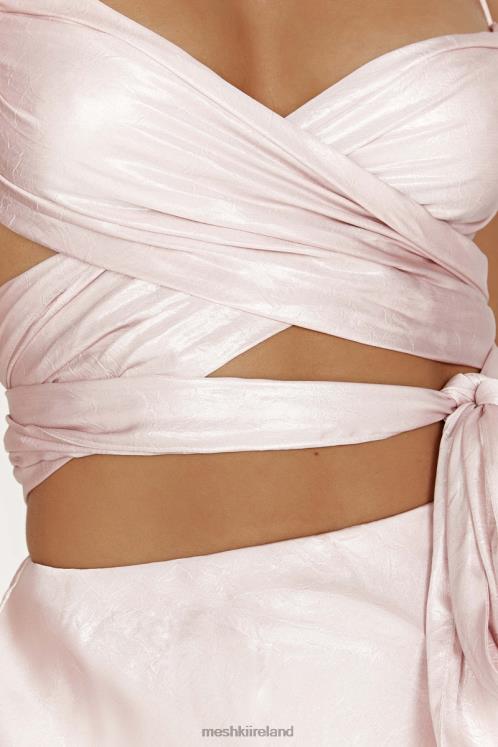 Meshki Georgie Wrap Over Tie Top Clothing Blush Pink 6DX22958