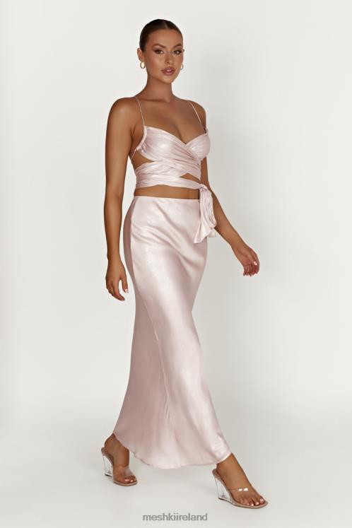 Meshki Georgie Wrap Over Tie Top Clothing Blush Pink 6DX22958