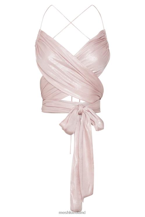Meshki Georgie Wrap Over Tie Top Clothing Blush Pink 6DX22958