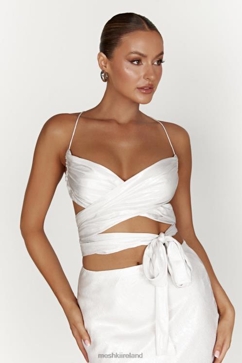 Meshki Georgie Wrap Over Tie Top Clothing Pearl 6DX221004