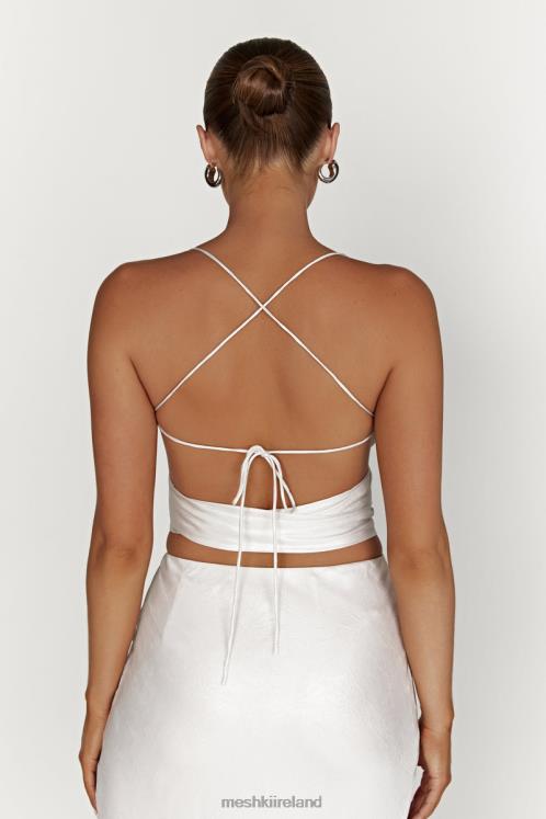 Meshki Georgie Wrap Over Tie Top Clothing Pearl 6DX221004