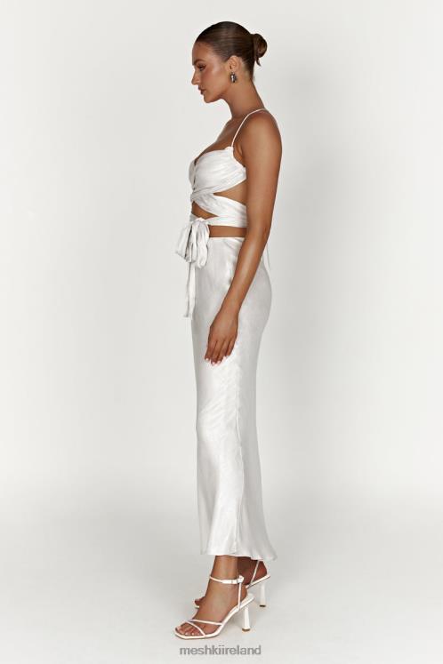 Meshki Georgie Wrap Over Tie Top Clothing Pearl 6DX221004