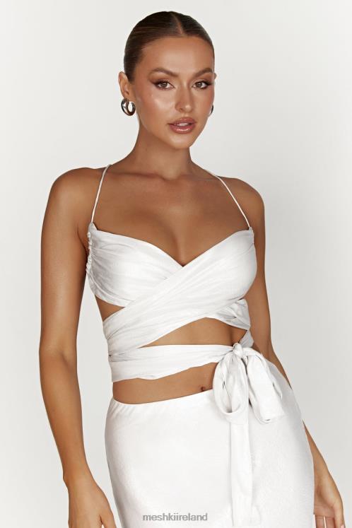 Meshki Georgie Wrap Over Tie Top Clothing Pearl 6DX221004