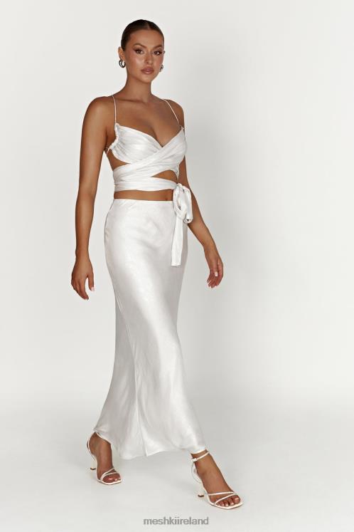 Meshki Georgie Wrap Over Tie Top Clothing Pearl 6DX221004