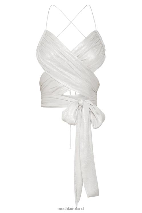 Meshki Georgie Wrap Over Tie Top Clothing Pearl 6DX221004