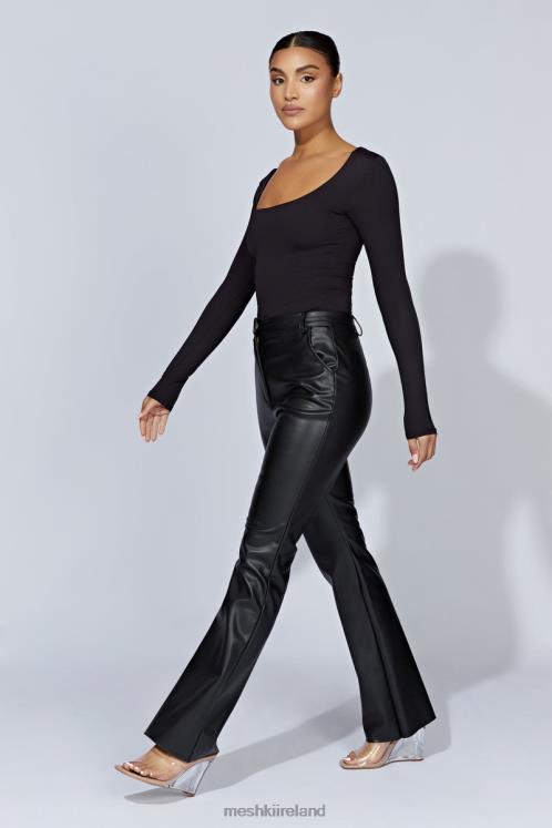 Meshki Heather Scooped Long Sleeve Top Clothing Black 6DX22940