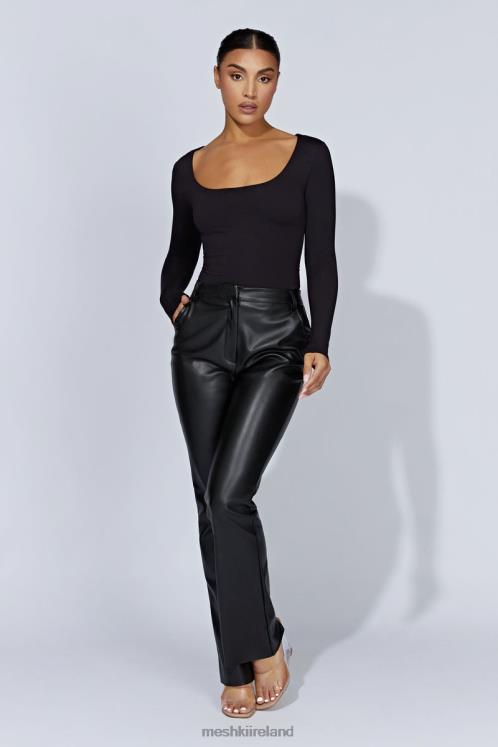 Meshki Heather Scooped Long Sleeve Top Clothing Black 6DX22940