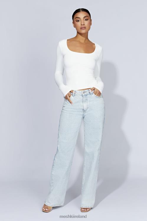 Meshki Heather Scooped Long Sleeve Top Clothing White 6DX22947