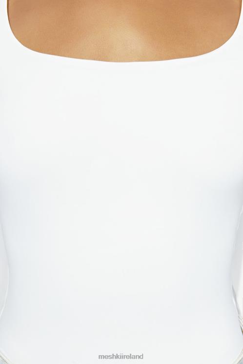 Meshki Heather Scooped Long Sleeve Top Clothing White 6DX22947