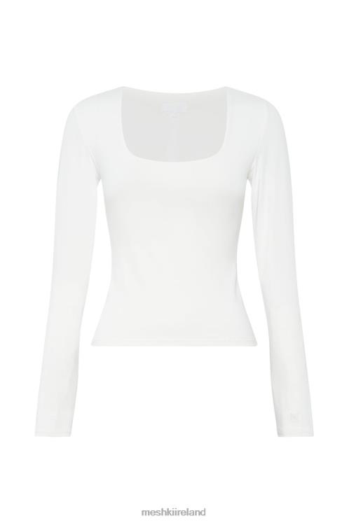 Meshki Heather Scooped Long Sleeve Top Clothing White 6DX22947