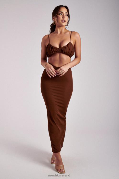 Meshki Jordan Ruched Front V Front Top Clothing Ginger 6DX221195