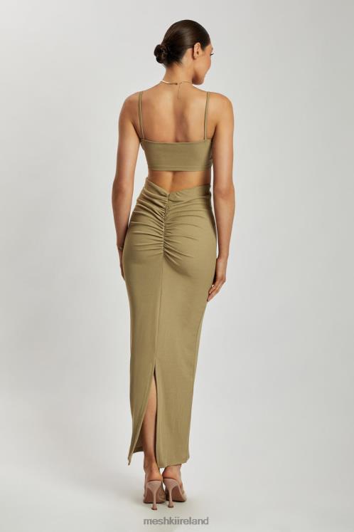 Meshki Jordan Ruched Front V Front Top Clothing Green 6DX221206