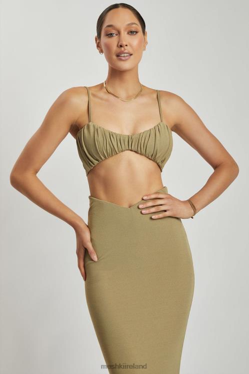 Meshki Jordan Ruched Front V Front Top Clothing Green 6DX221206