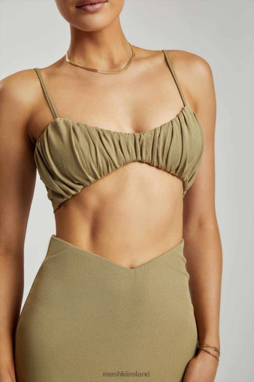 Meshki Jordan Ruched Front V Front Top Clothing Green 6DX221206