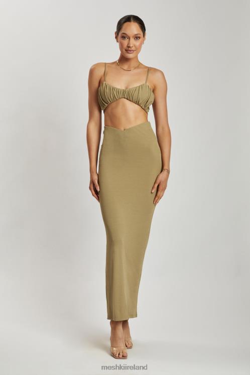 Meshki Jordan Ruched Front V Front Top Clothing Green 6DX221206