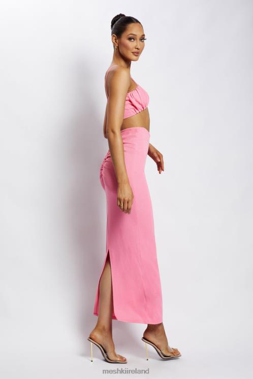 Meshki Jordan Ruched Front V Front Top Clothing Pink 6DX221186