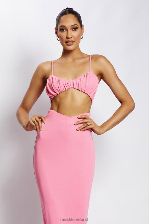 Meshki Jordan Ruched Front V Front Top Clothing Pink 6DX221186