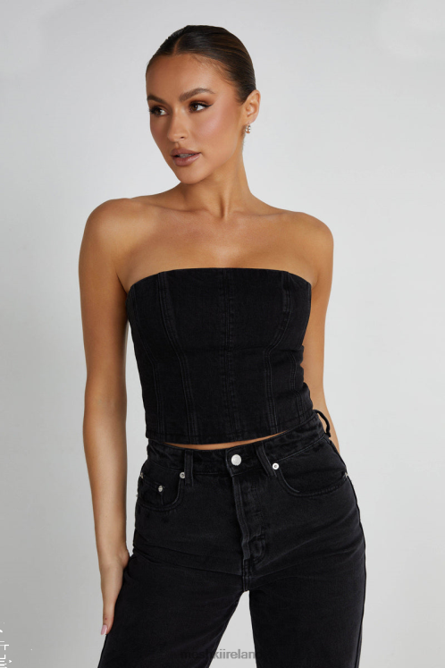 Meshki Jordana Denim Tube Top Clothing Washed Black 6DX221298