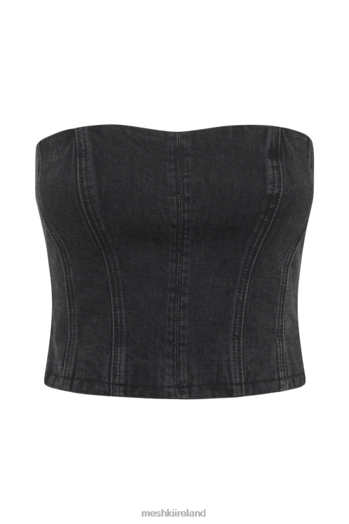 Meshki Jordana Denim Tube Top Clothing Washed Black 6DX221298