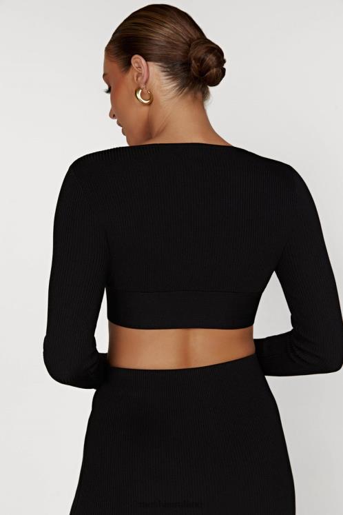 Meshki Kaesha Long Sleeve Twist Front Knit Top Clothing Black 6DX22903