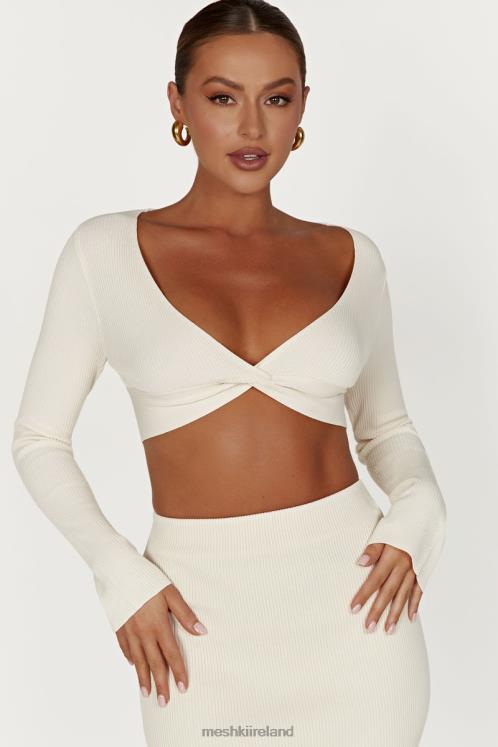 Meshki Kaesha Long Sleeve Twist Front Knit Top Clothing Bone 6DX22970