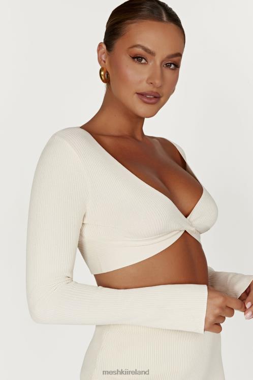 Meshki Kaesha Long Sleeve Twist Front Knit Top Clothing Bone 6DX22970