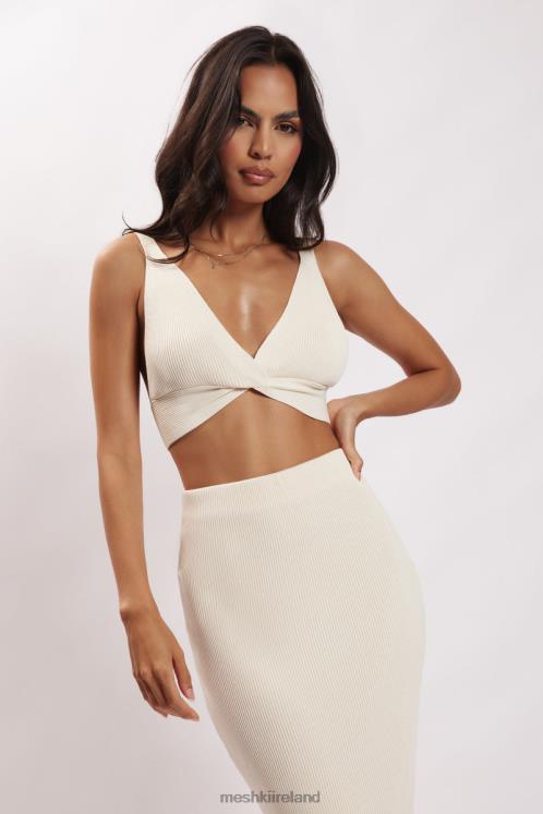 Meshki Kaesha Twist Front Knit Top Clothing Bone 6DX22812