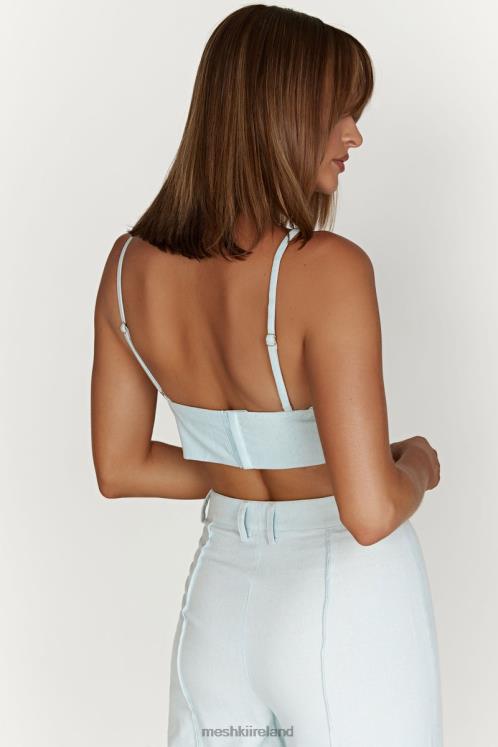 Meshki Kaesha Twist Linen Top Clothing Powder Blue 6DX221002